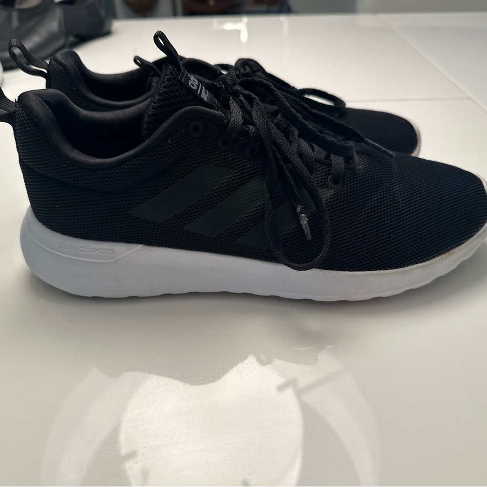 Adidas Womens Cloudfoam Pure Black Running Shoes Sneakers Size 10